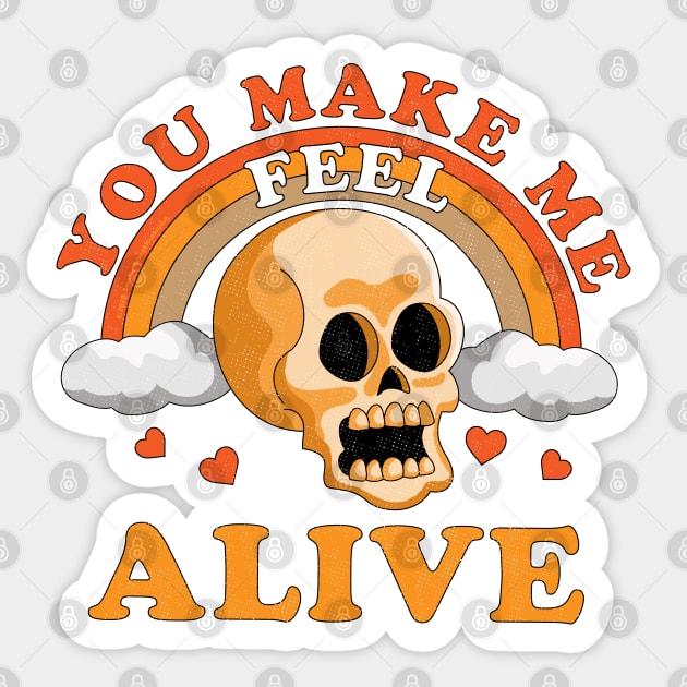 You Make Me Feel Alive Funny Skull Sticker by OrangeMonkeyArt